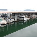 Anacortes Marina's Dock A - Flying Colours is in the fifth covered slip from the left.