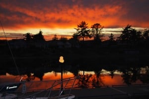 Evening sunsets from the fly bridge are often spectacular - and this photo isn't re-touched!