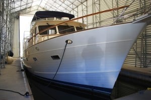 Tony Fleming's 65, Venture, was in a work shed having some varnish work completed.