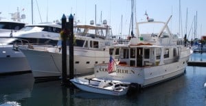 Golden Marlin II - owned by Frank (Bamboo) Opperman of Honolulu - on the left; Couverden - owned by Pinkie Stolz of Port Angeles, WA, and skippered by her daughter Shirley and son-in-law Steve Clark - on the right.