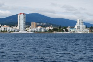 Downtown Nanaimo as we approached it from Northumberland Channel.  The small car ferry to Gabriola Island is at the mid-town terminal.