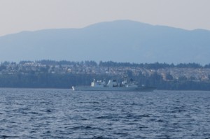 Canadian Forces naval vessel taking part in torpedo exercises in Whiskey Golf.