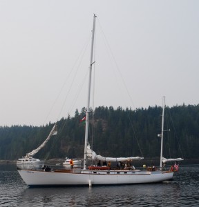 The Carlyn, a 61’ wooden sailboat.  There were all young girls on board as crew, prompting me to search on the Internet to find out some background on the vessel.  According to a Seattle PI article from May 29, 2001 (http://www.seattlepi.com/local/25084_salish29.shtml); “Girls on the Sound was free to all participants, created through a partnership between two non-profit groups: Salish Sea Expeditions (www.salish.org), which works with classroom teachers and students to offer scientific research trips; and Passages Northwest, dedicated to building leadership and courage among girls and women (www.passagesnw.org). They hope the hands-on work will help girls to develop self-confidence and understand that they can be as good as boys in typically male-interest areas.”