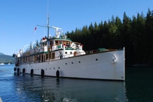 The Thea Foss arriving across the dock from us.