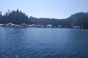 View of Sullivan Bay Marine Resort as we approached it