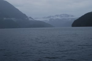 Looking east on Tribune Channel.  Sometimes the channels look similar – in this light, Tribune looks much like Lewis and Calm Channels down in Desolation Sound.  Tribune Channel is a main link through the Broughton’s at the east end.