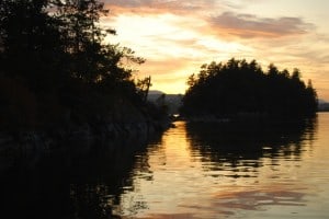 Sunset at Ovens Island - this shot was actually taken in 2009 during our visit on Flying Colours.