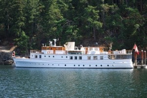 Last year when we called in at Maple Bay Marina, we were docked close to the Taconite, the 125' custom yacht built by William Boeing in 1930 (when The Boeing Company was still quite young).  The Boeing family cruised each summer along the Inside Passage, and it was in 1956 on a return from their summer cruise that Boeing died aboard the Taconite just before she berthed at her Seattle Yacht Club moorage.