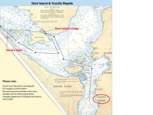 Canadian chart of our route through the rapids.