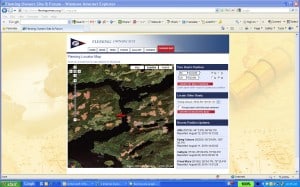 A screen shot from the Fleming Owner’s site of Flying Colours at Blind Channel.  It might look like a plowed field pattern in the surrounding area from the satellite photo, but it’s actually brown earth from nearby clear-cut logging.