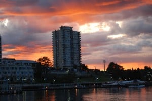 Nanaimo sunset from Flying Colours moored at Cameron Island.  For some reason the sunsets over Vancouver Island this summer have been spectacular – almost as if there’s been a volcano eruption somewhere west of us.